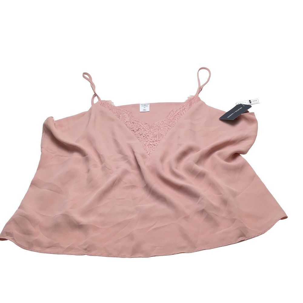Melrose & Market Blush Pink Eyelash Lace Trim Lined Cami Size XXL